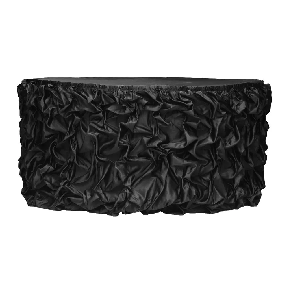 14ft Gathered Lamour Satin Table Skirt - Black