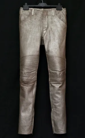 1999 Platinum-Printed Lamb Leather Biker Trousers