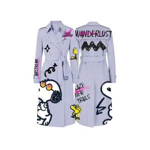 Airstream x Snoopy Purple Hand Painted Trench Coat