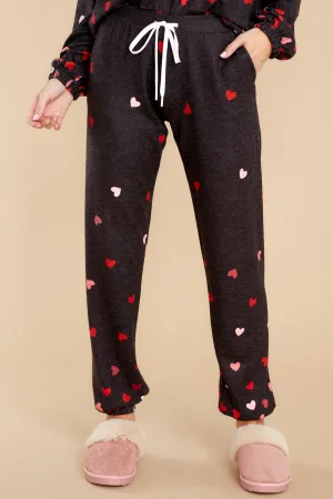 All My Heart Dark Grey Heart Print Joggers