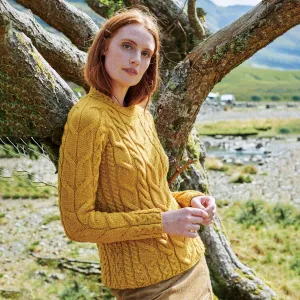 Aran Cable Knit Sweater- Mustard Yellow