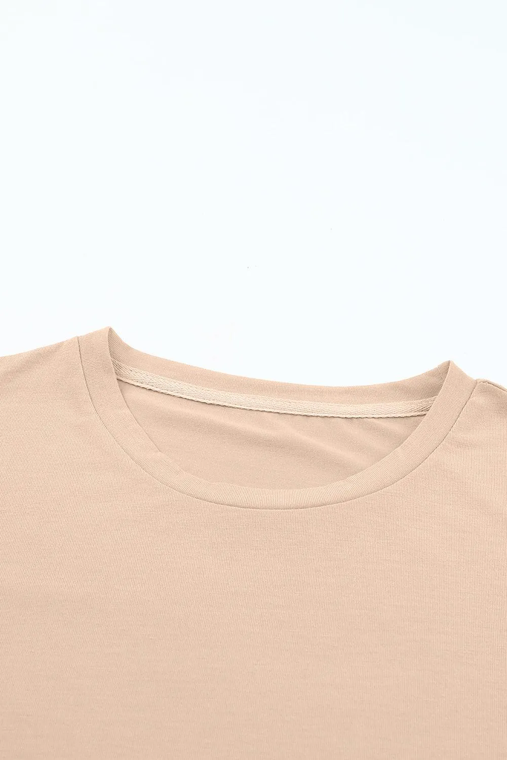 Casual Cream Crew Neck T-Shirt for Women