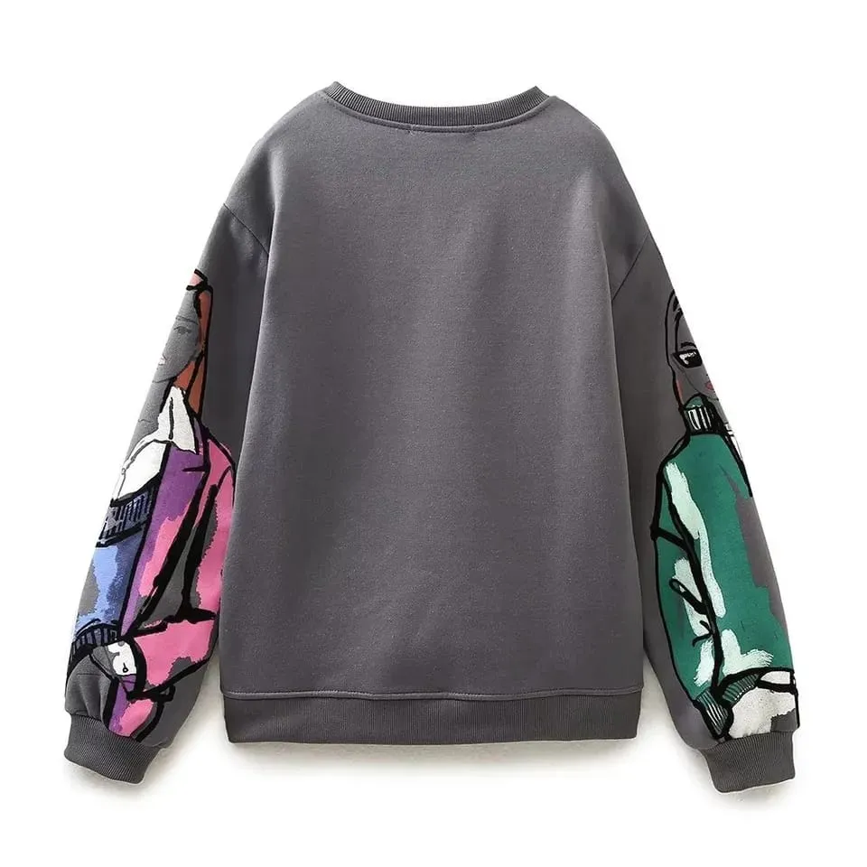 Casual Long Sleeve Art Print Top