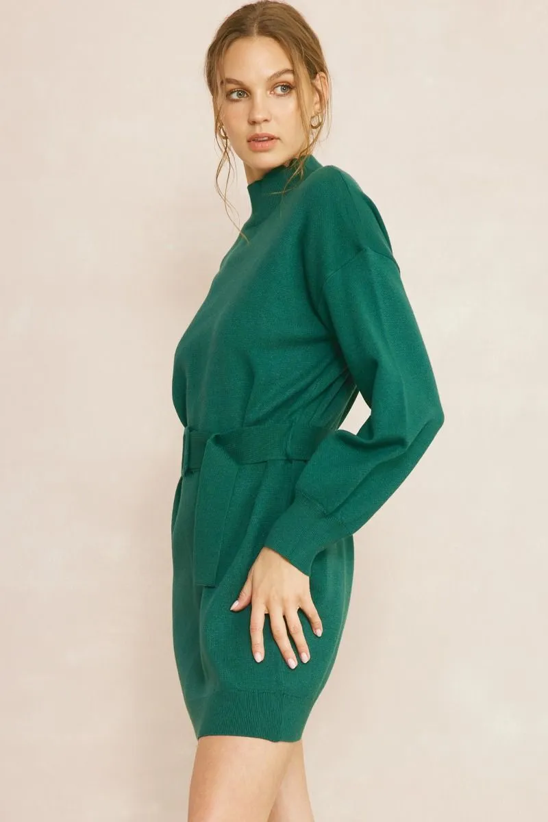 Cozy Dreams Green Knit Dress