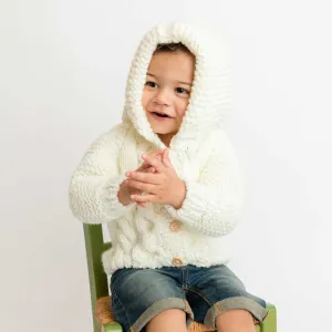 Cream Hooded Knit Coat Sweater