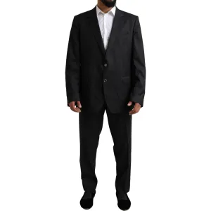 Dolce & Gabbana Elegant Black Virgin Wool Martini Suit