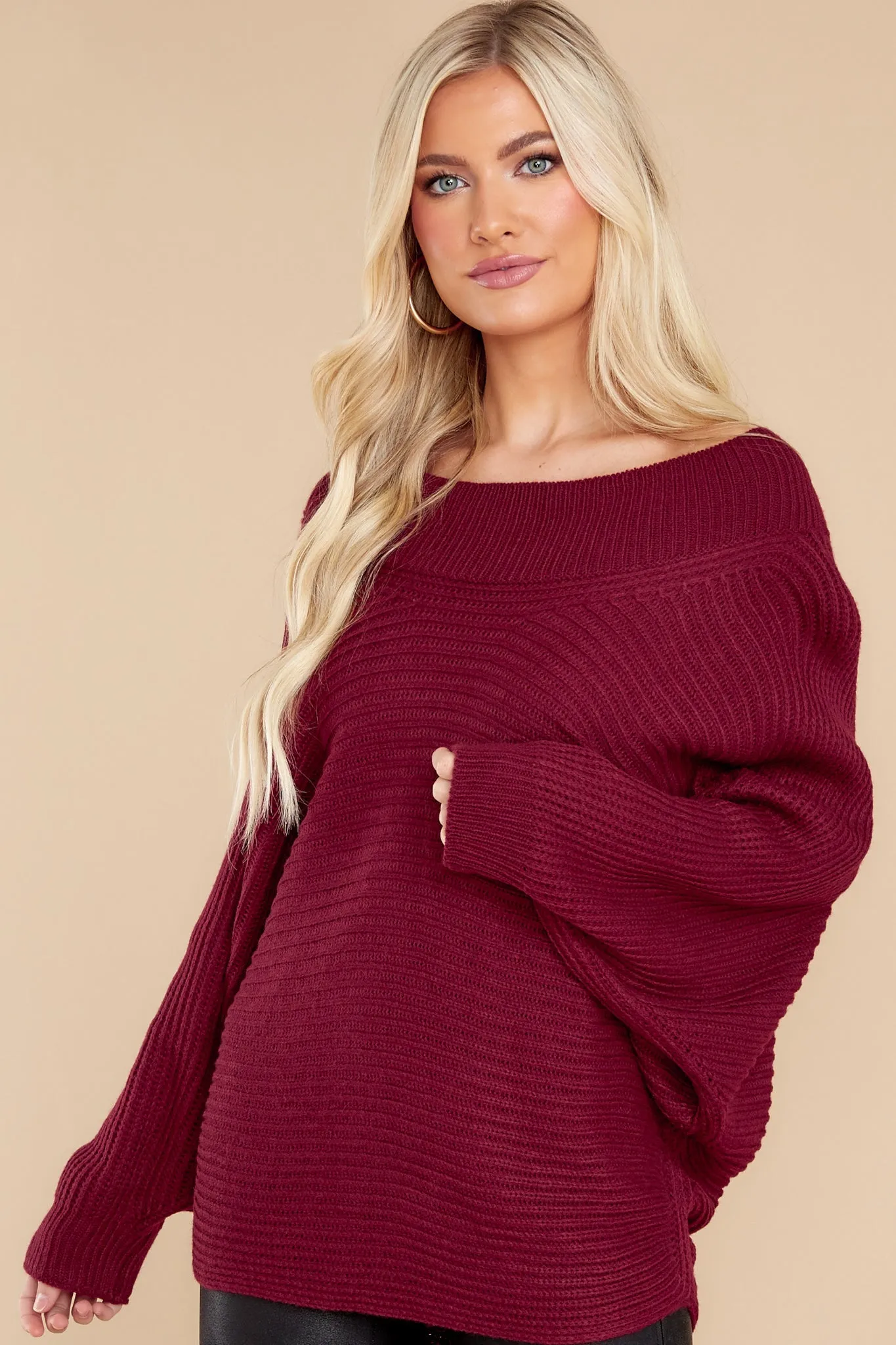 Heartwarming Feeling Burgundy Sweater