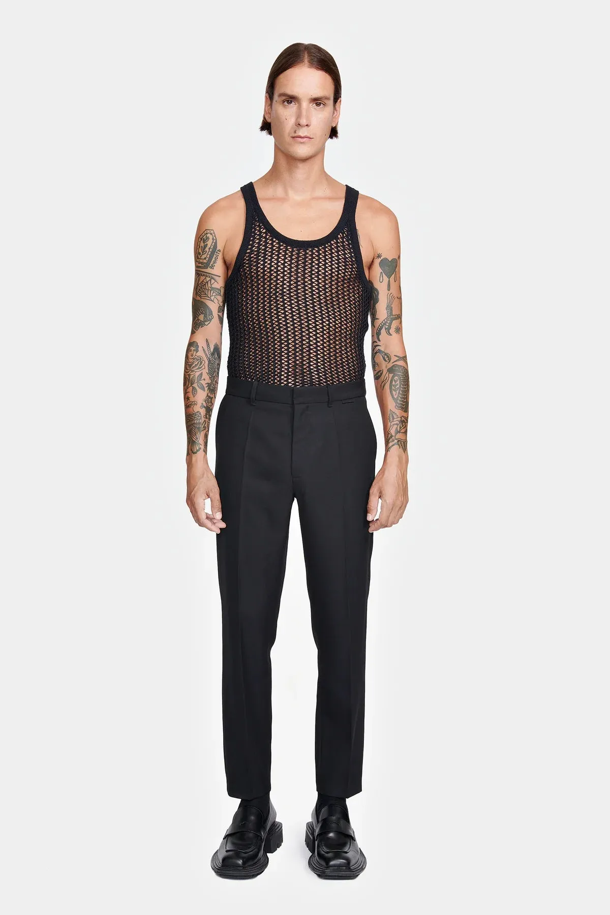 Louis Gabriel Nouchi NET STITCH KNITTED TANK TOP BLACK