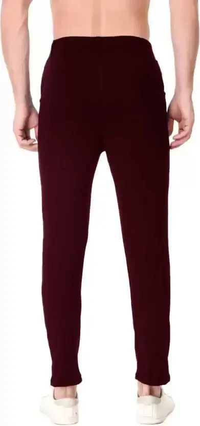 Regular Fit Men Maroon Lycra Blend Trousers