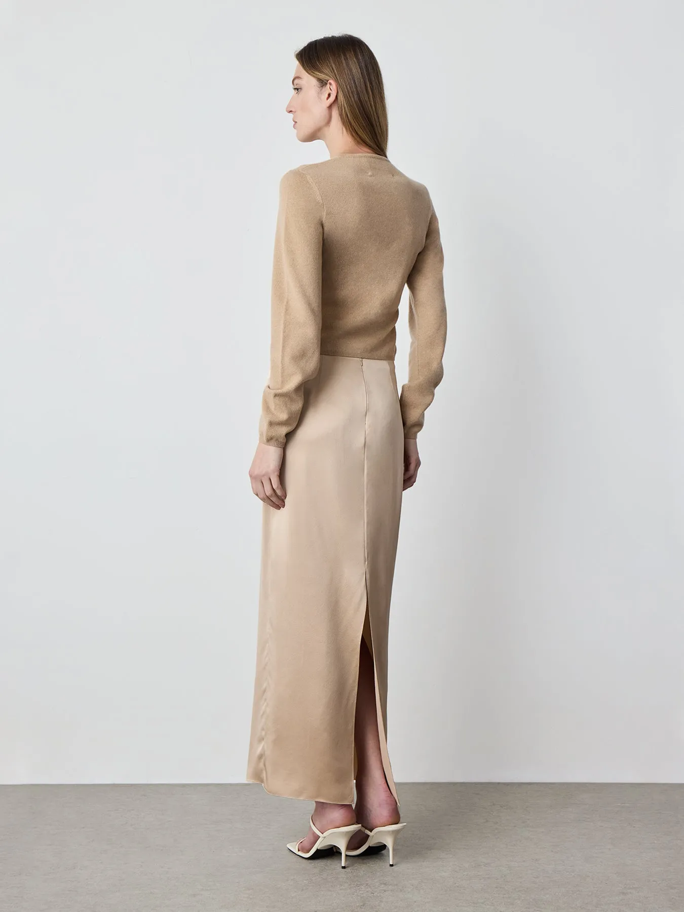 Silk Maxi Skirt in Camel