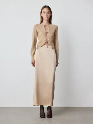 Silk Maxi Skirt in Camel