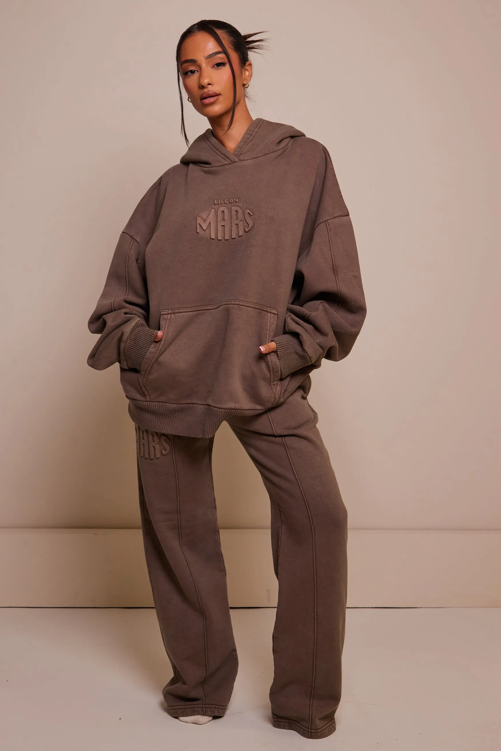 The Embossed Hoodie - Chocolate Brown