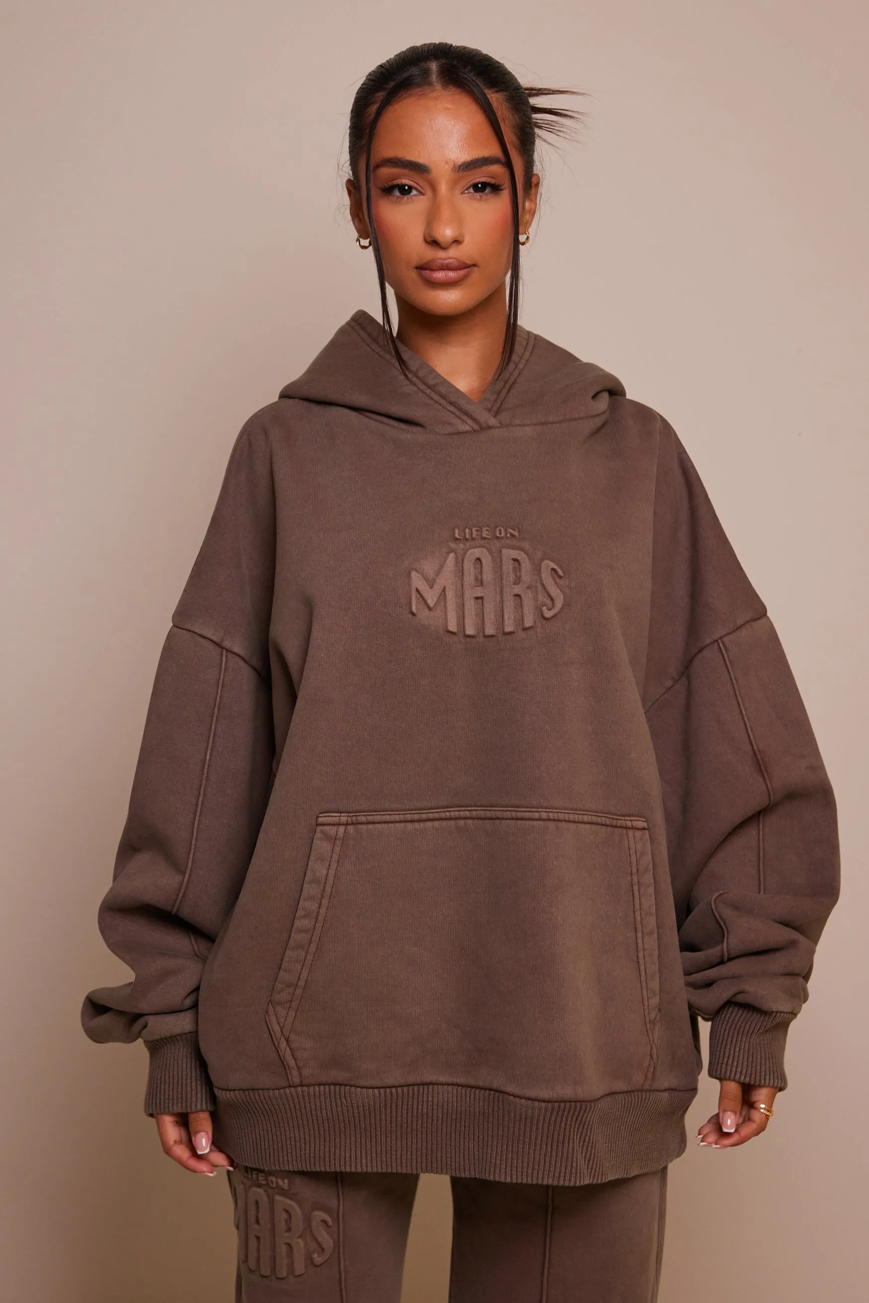 The Embossed Hoodie - Chocolate Brown