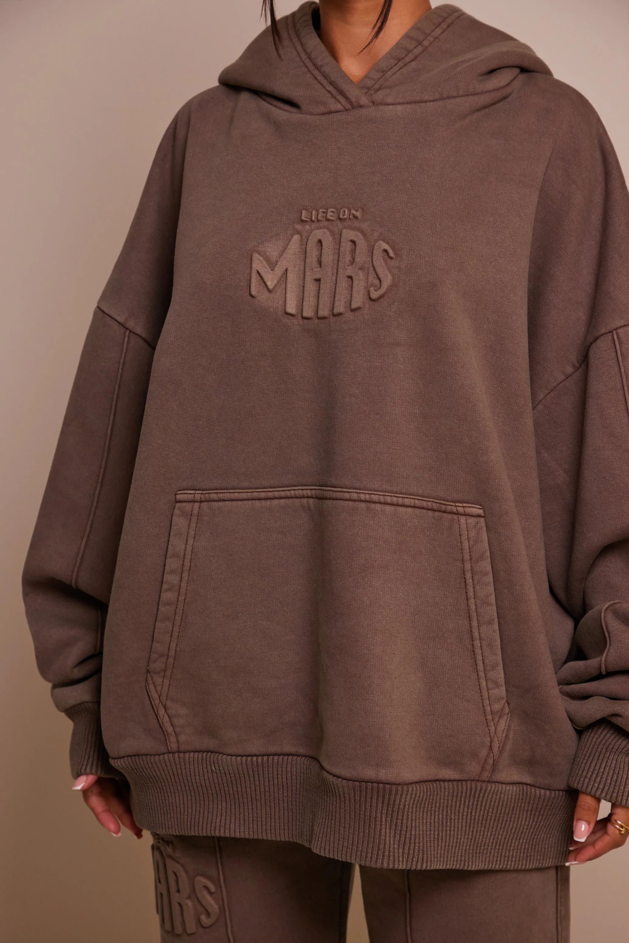 The Embossed Hoodie - Chocolate Brown