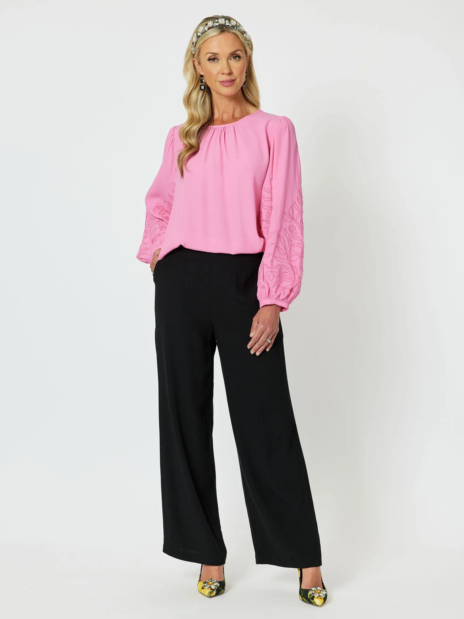 Tuxedo Wide Leg Pant - Black