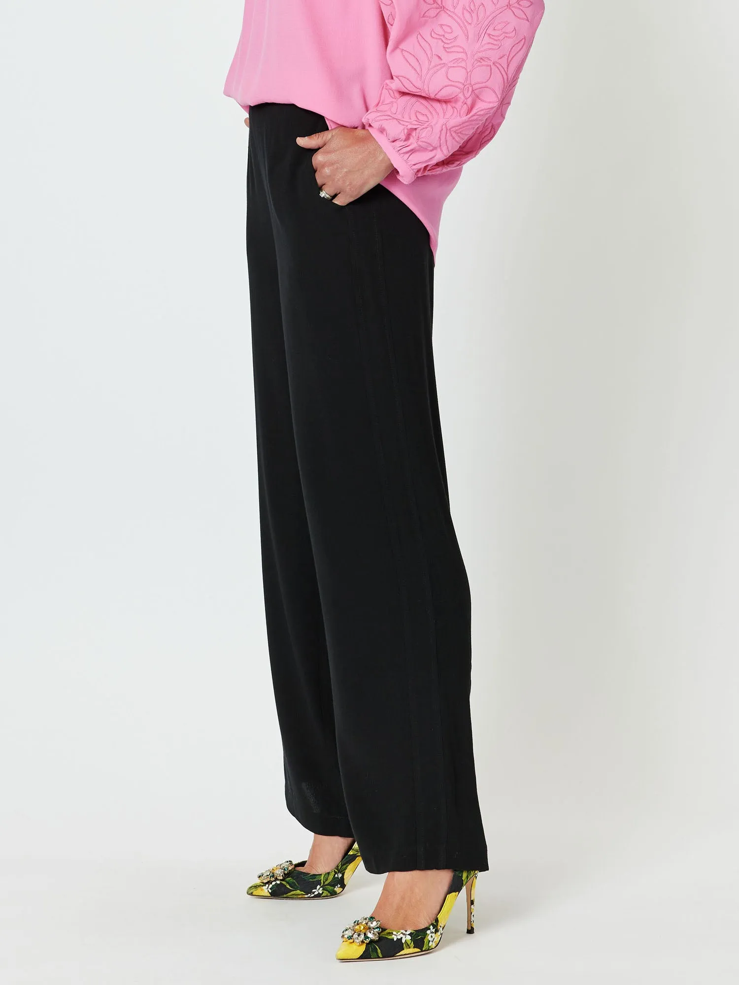 Tuxedo Wide Leg Pant - Black