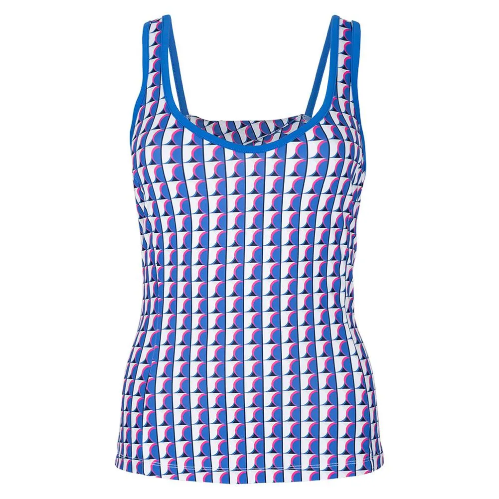 Women's Printed Sweetheart Neckline Tennis Tank with Back Knot Nebulas